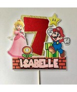 Super Mario Princess Peach Any Name Cake Topper || Theme Birthday Cake T... - $15.00