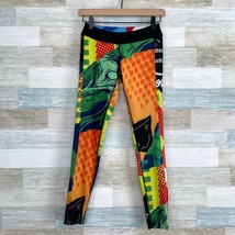 Reebok CrossFit Colorful Graphic Leggings Orange Green Compression Women... - £26.78 GBP