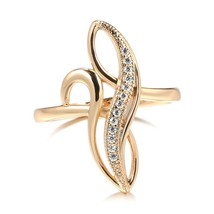 Hot 585 Rose Gold Big Ring White Natural Zircon Ethnic Wedding Fine Hollow Cryst - £7.17 GBP