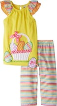 Rare Editions Little Girls&#39; Easter Egg Legging Set Size 6 Yellow Cute Bunny NEW - £18.96 GBP