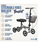 Dynarex Steerable Knee Walker, Padded Rest, &amp; Basket–Compact, 300lbs Cap - $3,917.87 MXN