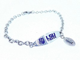 NEW LSU Tigers Logo 8 inch long Stainless Steel Bracelet - £34.53 GBP