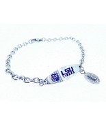 NEW LSU Tigers Logo 8 inch long Stainless Steel Bracelet - £34.69 GBP
