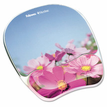 Fellowes Gel Mouse Pad w/Wrist Rest Photo 9 1/4 x 7 1/3 Pink Flowers 9179001 - £28.78 GBP