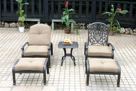 Elisabeth 5pc set patio chaise lounge chairs cast aluminum outdoor furniture - £1,834.18 GBP