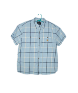 Carhartt Mens Shirt Blue Plaid Short Sleeve Button Up Pockets Size XXL T... - £17.94 GBP