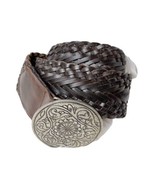 NWT AEROPOSTALE Brown Leather Braided Belt With Medallion Buckle Size M 40” - £12.43 GBP