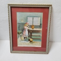Goldilocks Framed Eating Baby Bear Porridge Print in Vintage Reliance Wood Frame - £7.11 GBP
