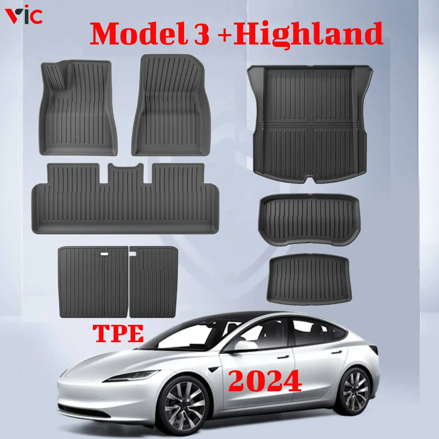 TPE For 2024 New Tesla Model 3 Highland Floor Mats All Weather Front Rear Cargo - £53.81 GBP+