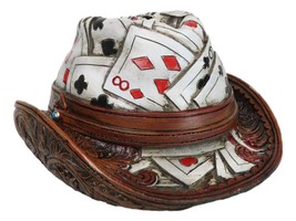 Rustic Country Western Casino Poker Cards Faux Leather Cowboy Hat Money ... - $480.50 MXN