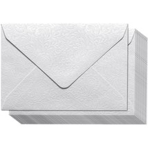 100Pcs Small White Envelopes Floral Pattern For Thankyou Gift Cards Weddings - £17.42 GBP