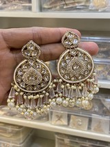 Indian Arabic Bridal Jewelry Set Heavy Royal Kundan Jewelry Polki Set Earrings a - £22.75 GBP