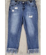 Ashley Mason Jeans Womens 31 Blue Distressed Frayed Hem Cropped Momcore ... - £26.96 GBP