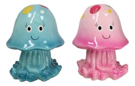Set of 2 Whimsical Marine Blue And Pink Sea Jellyfish Money Savings Pigg... - $34.99