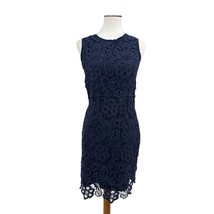 Sleeveless Lace Dress Medium womens Navy Blue fitted sheath sleeveless  - $14.85