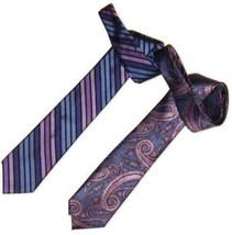 Ted Baker LOT of 2 Purple &amp; Lavender Mens Ties Striped &amp; Paisley 100% Si... - £11.58 GBP