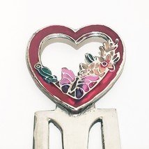 Metal Bookmark Heart Butterfly Flowers 2&quot; - £11.89 GBP