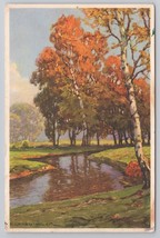 Autumn Trees Reflecting In The Pond Scene Switzerland No 486 Vintage Postcard - $6.90