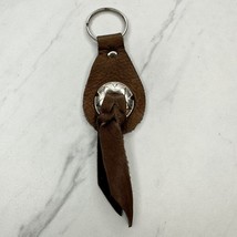 Soft Brown Leather Fringe Western Concho Boho Keychain Keyring - $6.92