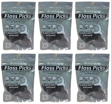 ( LOT 6 ) B.BUDDIES CharcoaLinfused Floss Picks 75-ct/pack = Total 450 Floss - $29.69
