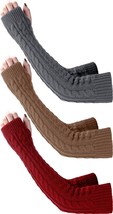 3 Pairs Arm Warmers Long Fingerless Gloves Knit Wrist Warmers with Thumb Hole fo - £26.92 GBP