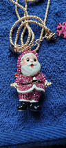 New Betsey Johnson Necklace Santa Clause Pinkish Rhinestone Christmas Holiday - £11.98 GBP