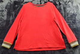 Cuddl Duds Sleepwear Shirt Womens Petite Large Red Long Sleeve Round Neck Logo - £19.83 GBP