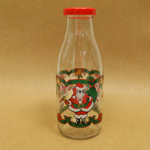 Glass Sherwood France Lidded Milk Bottle with Cows in Santa Suit Ringing Bell - £9.97 GBP