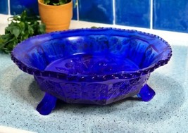 Vintage Fenton Inspired Cobalt Blue Glass 9&quot; Butterfly and Berry 3 Toed ... - $17.82