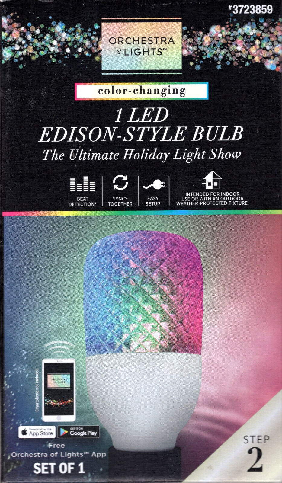ORCHESTRA OF LIGHTS 3723859 COLOR-CHANING LED EDISON BULB (STEP 2) - NEW! - $24.98