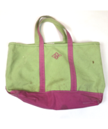 LL Bean Boat &amp; Tote Canvas Green Bag with Pink Trim Large Made in USA - $67.22 CAD
