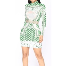 NWT Fashion Nova deco vibes embellish dress green medium long sleeve - $25.00