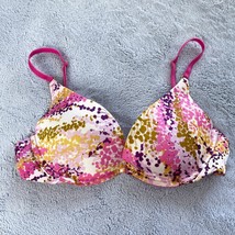 Victorias Secret The Miracle Push Up Bra Pink Purple Floral Underwire Womens 34B - $29.69