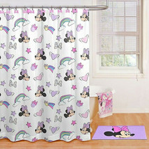 Minnie Mouse Disney Shower Curtain and Bow Hook Set in Pink Bathroom Kids Girls - £23.04 GBP