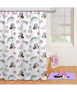Minnie Mouse Disney Shower Curtain and Bow Hook Set in Pink Bathroom Kid... - £22.91 GBP
