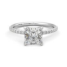 1.00 Carat-0.6 MM Princess Cut Solitaire Moissanite Engagement Ring in 14k Gold - £353.60 GBP
