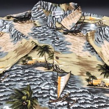 Aloha Republic Hawaiian Shirt USA Palm Trees Sail Boat Stormy Seashore Sz XL - £14.82 GBP