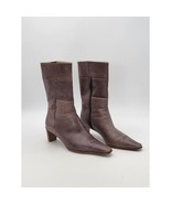 Bruno Magli Soft Brown Leather Kitten Heel Ankle Boots Size EU 37 Vtg Italy - $70.15 CAD
