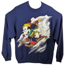 Mickey Mouse Sweatshirt Skiing in Snow Crew Neck Disney Mens Sz XL JERRY LEIGH - £47.93 GBP