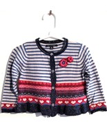 Souris Mini Striped Ruffled Hem Crochet Flower Cardigan Size 18M - $27.35 CAD