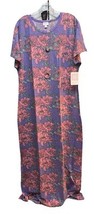 NWT LuLaRoe XL Purple Pink Green Floral Maria Knit Fabric Long Maxi Dress - $38.12
