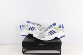 NOS Vintage Adidas Rotterdam Q.S Gym Jogging Running Shoes White Blue Me... - £94.70 GBP