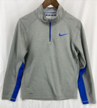 Nike Therma-Fit Fleece Men&#39;s 1/4 Zip Pullover Sweatshirt Gray &amp; Blue Size Small - £13.43 GBP