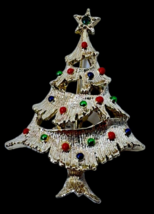 Gerrys Brooch Pin Vintage Christmas Tree Jewelry Goldtone Rhinestones St... - £19.97 GBP