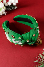 Dark Green Christmas Rice Beaded Rhinestone Wide Headband - $167.98 MXN