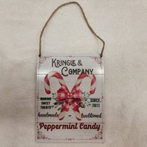 Kringle &amp; Company Peppermint Candy Canes Christmas Printed Sign Wall Decoration - £9.28 GBP