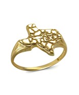 Gold Texas Nugget Women&#39;s Ring – Longhorn Lone Star Design - 10k/14 Yell... - $301.83 CAD+