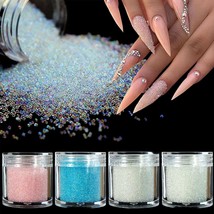 4 Colors Caviar Beads Nail Crystals Micro Pixie Beads, Multicolor Glass Pixie Cr - £15.21 GBP