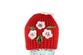 NOS Vintage 90s Streetwear Womens Chunky Knit Floral Flower Beanie Hat C... - $39.55