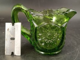 Vintage Indiana Glass Miniature Creamer Green Sunburst Childrens Size - £9.33 GBP